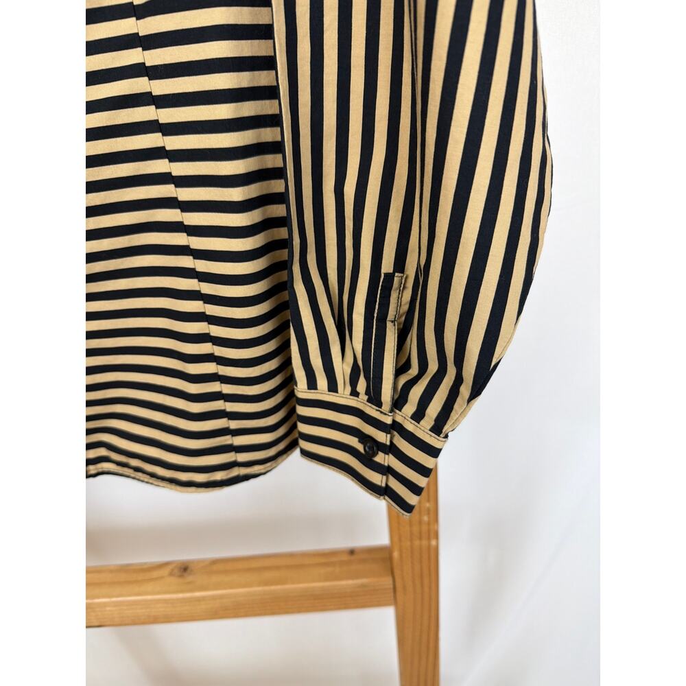 Chicos Black and Tan Striped Button Up Long Sleeve Shirt Size L - Picture 3 of 8